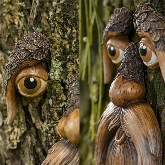 Tree Faces Decor Outdoor – Tree Hugger Yard Art Garden Decoration – Bird Feeders - Picture 7 of 12